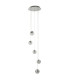 Marbles Integrated LED 5 Light Spiral Cluster Pendant Chrome Crushed Ice Glass_Off