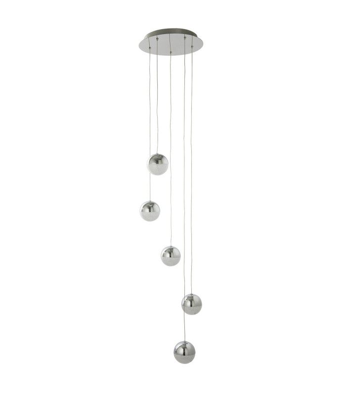 Marbles Integrated LED 5 Light Spiral Cluster Pendant Chrome Crushed Ice Glass_Off