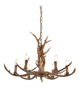Stag 6 Light Multi Arm Ceiling Pendant Rustic brown E14_Main