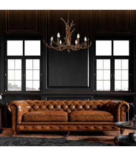 Stag 6 Light Multi Arm Ceiling Pendant Rustic brown E14_Room