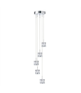 Ice Cube LED 5 Light Spiral Cluster Pendant Chrome Glass_Main