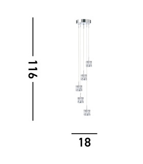 Ice Cube LED 5 Light Spiral Cluster Pendant Chrome Glass_Line