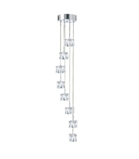Ice Cube LED 8 Light Spiral Cluster Pendant Chrome Glass_Main