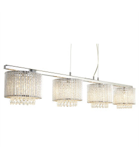 Elise 4 Light Ceiling Pendant Bar Chrome Clear with Crystals G9_Main