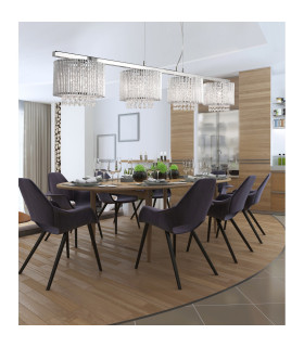 Elise 4 Light Ceiling Pendant Bar Chrome Clear with Crystals G9_Room