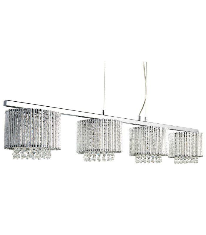 Elise 4 Light Ceiling Pendant Bar Chrome Clear with Crystals G9_Off
