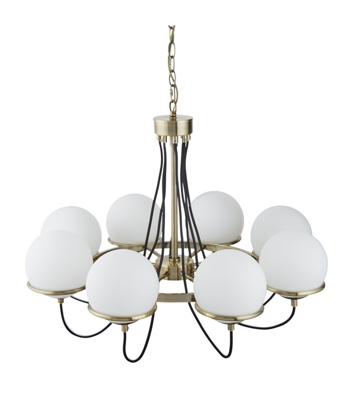 Sphere 8 Light Multi Arm Ceiling Pendant Chrome White E14_Off