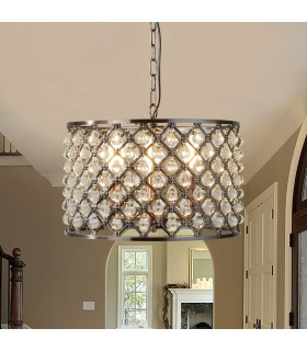 Marquise 3 Light Ceiling Pendant Copper with Glass Crystals E14_Room
