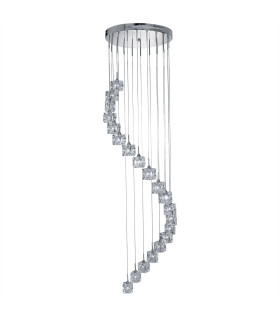Ice Cube LED 20 Light Spiral Cluster Pendant Chrome Glass_Main