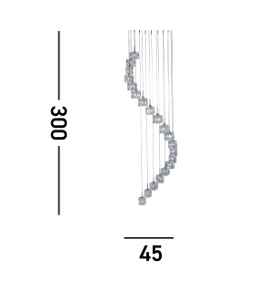 Ice Cube LED 20 Light Spiral Cluster Pendant Chrome Glass_Line
