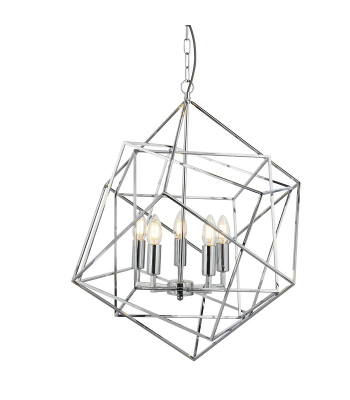 Cube 5 Light Ceiling Pendant Chrome E14_Main