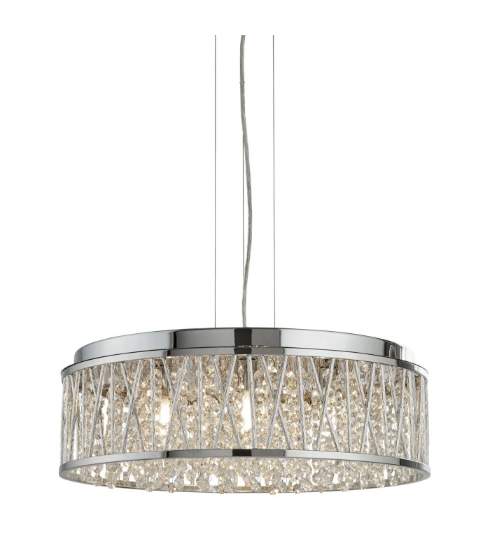 Elise 7 Light Ceiling Pendant Chrome with Glass Crystals G9_Main