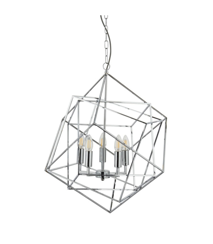 Cube 5 Light Ceiling Pendant Chrome E14_Off