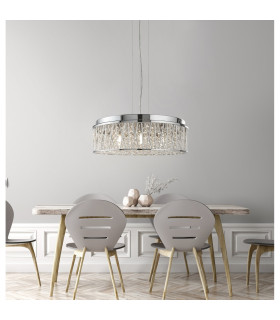 Elise 7 Light Ceiling Pendant Chrome with Glass Crystals G9_Room