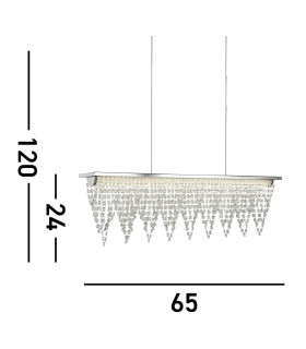 LED 1 Ceiling Pendant Bar Light Chrome Clear with Crystals_Line