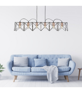 Anthea 6 Light Ceiling Pendant Bar Black Copper E27_Room