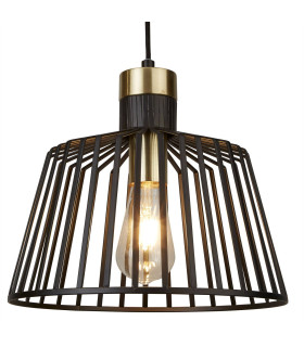 Bird Cage 1 Light Ceiling Pendant Antique Brass Matt Black E27_Main