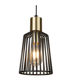 Bird Cage 1 Light Ceiling Pendant Antique Brass Matt Black E27_Main