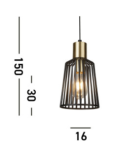 Bird Cage 1 Light Ceiling Pendant Antique Brass Matt Black E27_Line