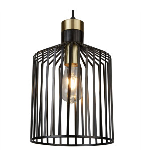 Bird Cage 1 Light Ceiling Pendant Antique Brass Matt Black E27_Main