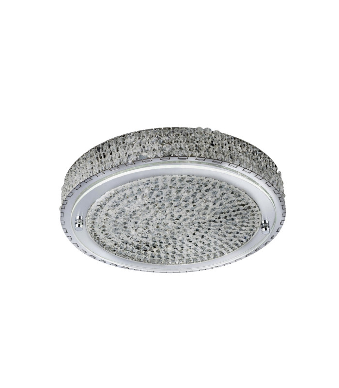 LED 1 Light Large Flush Ceiling Light Chrome Crystal_Off