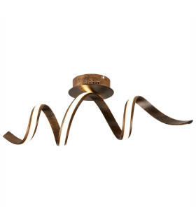 Ribbon Integrated LED Semi Flush Ceiling Light Rustic Brown_Main