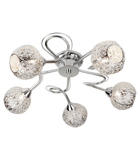 Souk 5 Light Multi Arm Ceiling Semi Flush Light Chrome with Fretwork Shades G9_Main