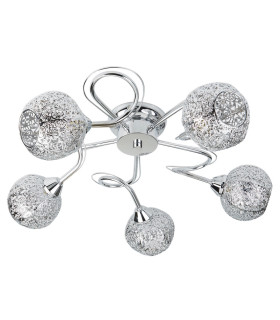 Souk 5 Light Multi Arm Ceiling Semi Flush Light Chrome with Fretwork Shades G9_Off