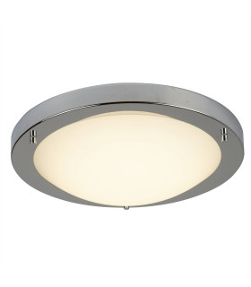 LED Small Round Bathroom Flush Ceiling Light Satin Silver White IP44_Main
