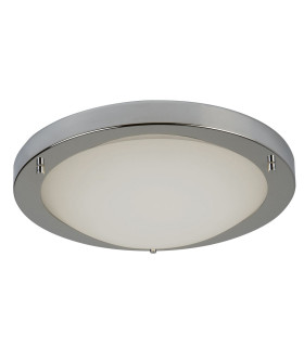 LED Small Round Bathroom Flush Ceiling Light Satin Silver White IP44_Off