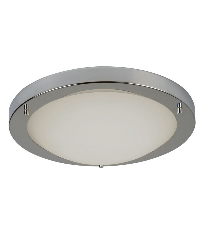 LED Small Round Bathroom Flush Ceiling Light Satin Silver White IP44_Off