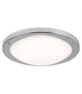LED Large Round Bathroom Flush Ceiling Light Satin Silver White IP44_Main