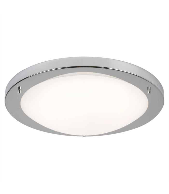 LED Large Round Bathroom Flush Ceiling Light Satin Silver White IP44_Main