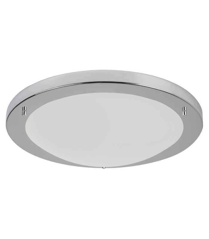 LED Large Round Bathroom Flush Ceiling Light Satin Silver White IP44_Off