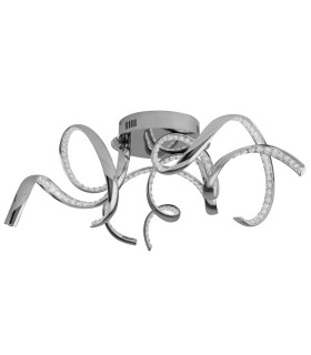 Twirls Integrated LED 3 Light Flush Ceiling Light Chrome Crystal Glass_Off