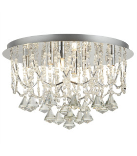 Mela 6 Light Ceiling Semi Flush Light Chrome Clear with Crystal Glass G9_Main