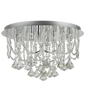 Mela 6 Light Ceiling Semi Flush Light Chrome Clear with Crystal Glass G9_Off