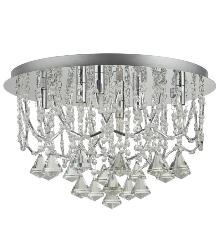 Mela 6 Light Ceiling Semi Flush Light Chrome Clear with Crystal Glass G9_Off