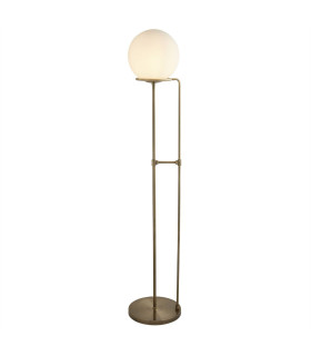 Sphere 1 Light Floor Lamp White Antique Brass with Glass Shade E27_Main