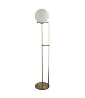Sphere 1 Light Floor Lamp White Antique Brass with Glass Shade E27_Off