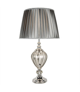 Greyson 1 Light Glass Table Lamp Grey Clear with Grey Shade E27_Main