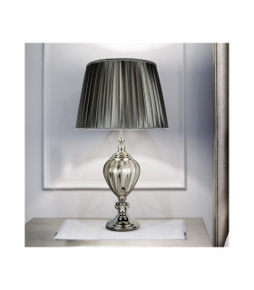 Greyson 1 Light Glass Table Lamp Grey Clear with Grey Shade E27_Room