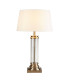 Pedestal 1 Light Glass Table Lamp Antique Brass with Cream Shade E27_Main