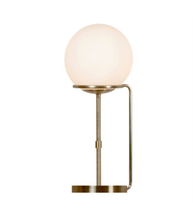 Sphere 1 Light Table Globe Lamp White Antique Brass with Glass Shade E27_Main