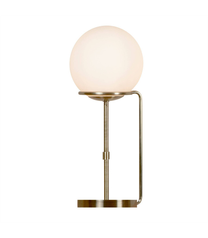 Sphere 1 Light Table Globe Lamp White Antique Brass with Glass Shade E27_Main