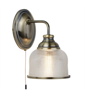 Bistro 1 Light Indoor Dome Wall Light Antique Brass E27_Main