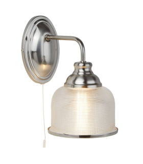 Bistro 1 Light Indoor Dome Wall Light Satin Silver E27_Main