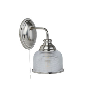 Bistro 1 Light Indoor Dome Wall Light Satin Silver E27_Off