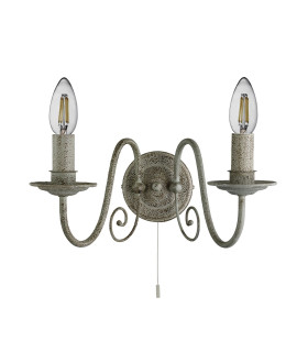 Greythorne 2 Light Indoor Candle Wall Light Grey E14_Off