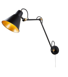 Adjustable 1 Light Indoor Large Wall Light Black Gold E27_Main